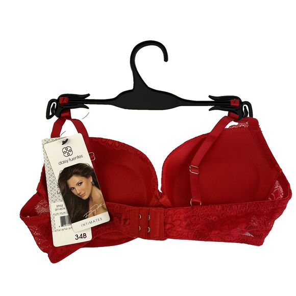 New Women’s Daisy Fuentes Ultimate Push Up Scallop Lace Bra Sz 34B NWT Red - Picture 4 of 5